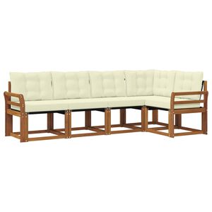 vidaXL Venkovn&iacute; pohovkov&aacute; souprava 5 pcs Přirozen&aacute; a Kr&eacute;mov&aacute;