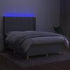 vidaXL Box spring postel s matrac&iacute; a LED světle &scaron;ed&aacute; 140x190 cm textil