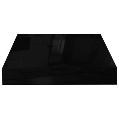 vidaXL Plovoucí nástěnné police 2 ks lesklé černé 23x23,5x3,8 cm MDF