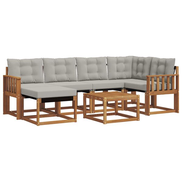 vidaXL Venkovn&iacute; pohovkov&aacute; souprava 7 pcs Př&iacute;rodn&iacute; a světle &scaron;ed&aacute;