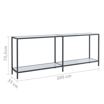 vidaXL Konzolový stolek bílý 200 x 35 x 75,5 cm tvrzené sklo