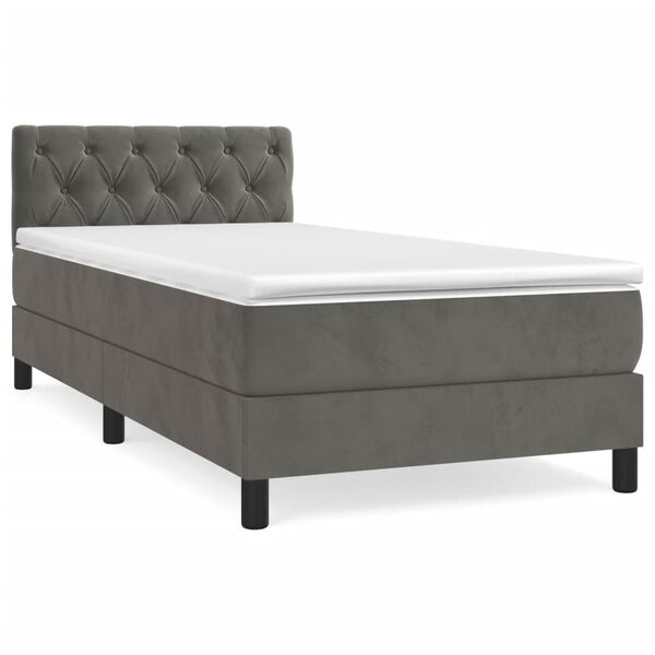 vidaXL Box spring postel s matrac&iacute; tmavě &scaron;ed&aacute; 80 x 200 cm samet