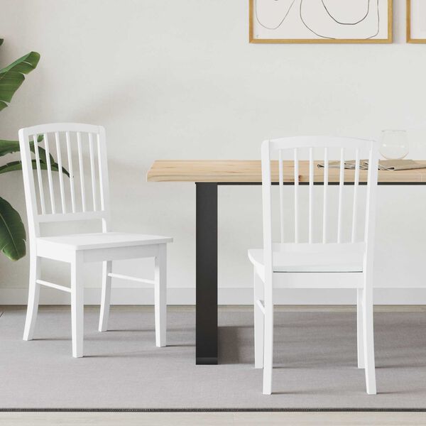 vidaXL J&iacute;deln&iacute; židle 2 pcs B&iacute;l&aacute; 50 x 52,5 x 91 cm Masivn&iacute; gumov&eacute; dřevo