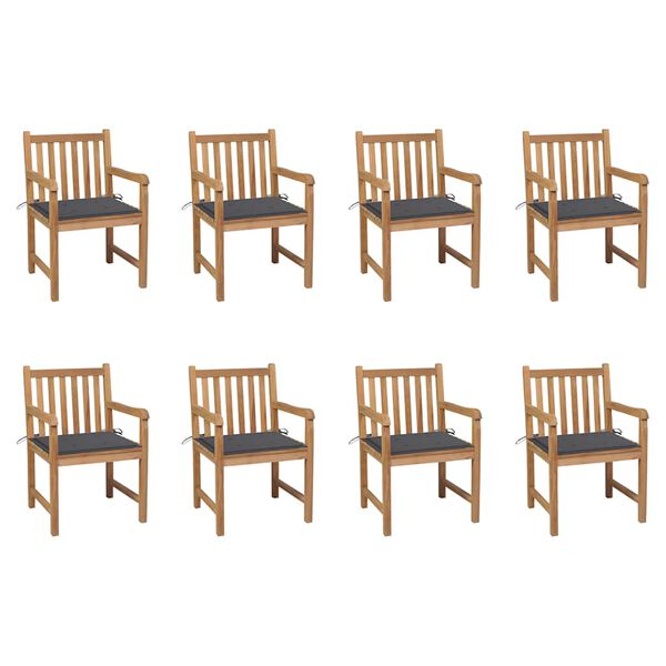 vidaXL Zahradn&iacute; židle 8 ks antracitov&eacute; podu&scaron;ky masivn&iacute; teak