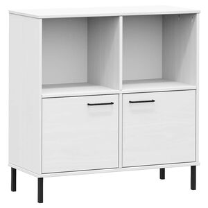 vidaXL Knihovna s kovov&yacute;mi nohami b&iacute;l&aacute; 90 x 35 x 90,5 cm masiv OSLO