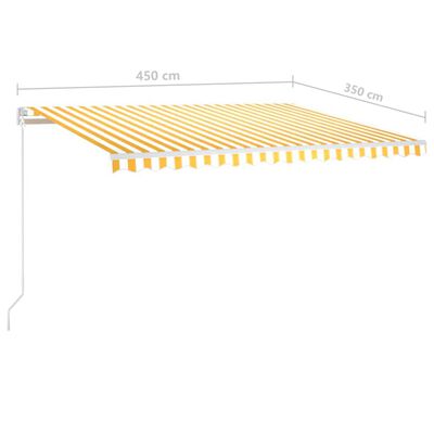 vidaXL Ručně zatahovací markýza se sloupky 4,5 x 3,5 m žlutobílá