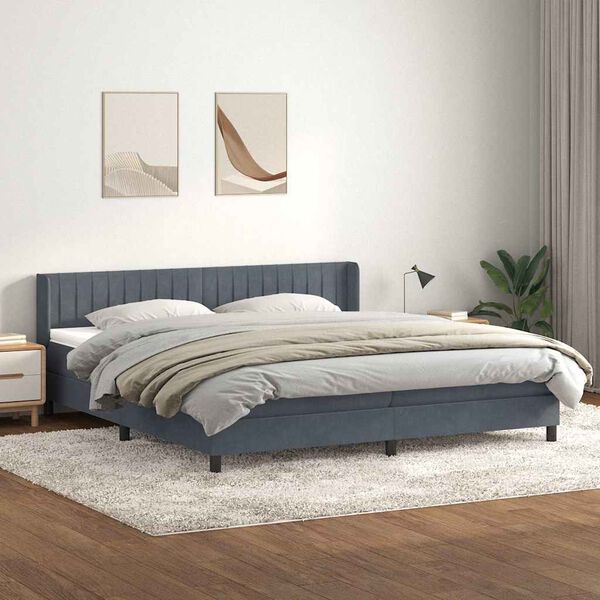 vidaXL Box spring postel s matrac&iacute; tmavě &scaron;ed&aacute; 200x210 cm samet