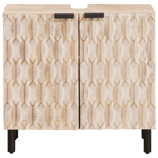 vidaXL Skř&iacute;ňka pod umyvadlo B&iacute;l&aacute; 62 x 33 x 58 cm Masivn&iacute; mangov&eacute; dřevo