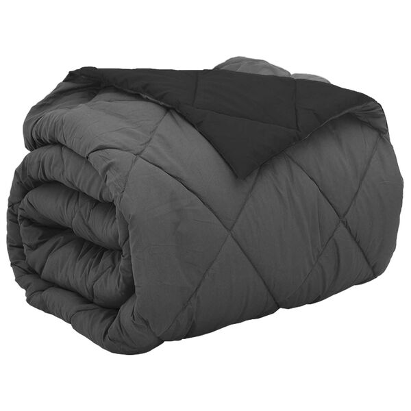 vidaXL Celoročn&iacute; přikr&yacute;vka Čern&aacute; a Antracit 220 x 200 cm Mikrovl&aacute;kno