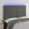 vidaXL Čelo postele s LED &scaron;ed&eacute; 144x5x118/128 cm uměl&aacute; kůže