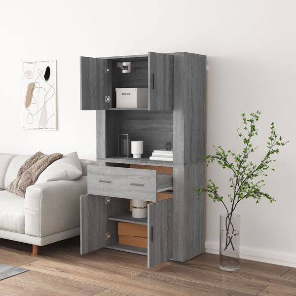 vidaXL Skř&iacute;ň highboard &scaron;ed&aacute; sonoma kompozitn&iacute; dřevo
