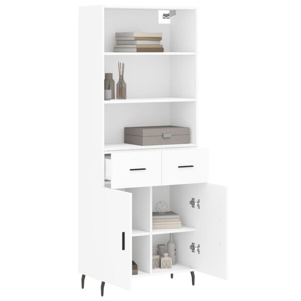 vidaXL Skř&iacute;ň highboard b&iacute;l&aacute; 69,5 x 34 x 180 cm kompozitn&iacute; dřevo
