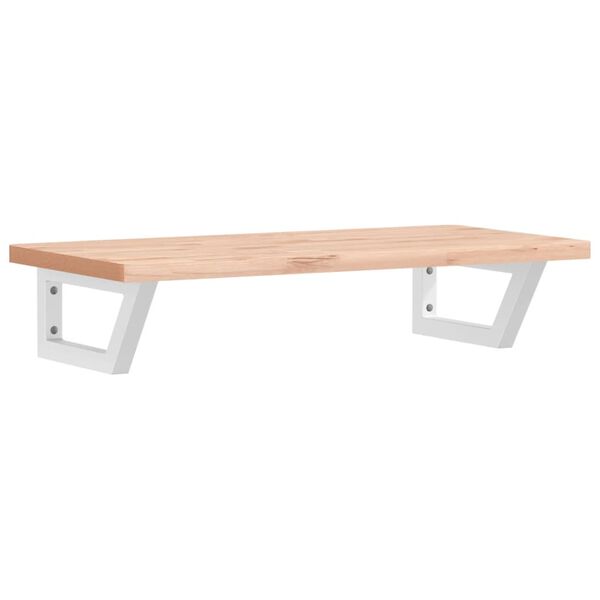 vidaXL Deska pod umyvadlo n&aacute;stěnn&aacute; ocel a masivn&iacute; bukov&eacute; dřevo