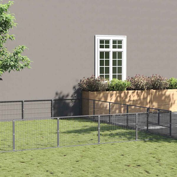 vidaXL Ps&iacute; kotec stř&iacute;brn&yacute; 35 m&sup2; ocel