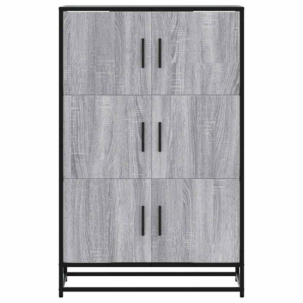 vidaXL Skř&iacute;ň highboard &scaron;ed&aacute; sonoma 68x35x106,5 cm kompozit a kov