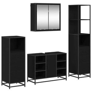 vidaXL Sada koupelnov&eacute;ho n&aacute;bytku 4 pcs Čern&yacute; dub kompozitn&iacute; dřevo