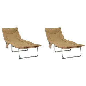 vidaXL Skl&aacute;dac&iacute; slunečn&iacute; leh&aacute;tko s polstrov&aacute;n&iacute;m 2 pcs B&eacute;žov&aacute;