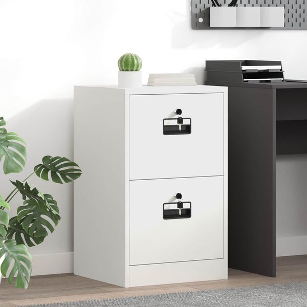 vidaXL Skř&iacute;ň na dokumenty se z&aacute;suvkou s polic&iacute; B&iacute;l&aacute; 44 x 50 x 106.5 cm