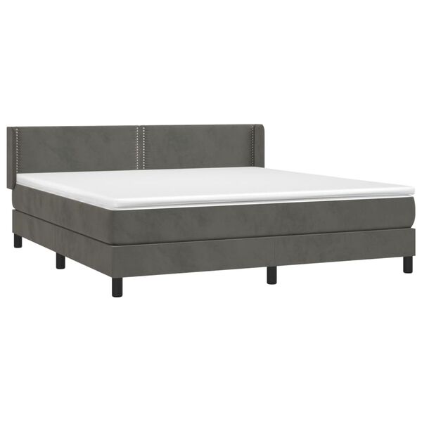 vidaXL Box spring postel s matrac&iacute; tmavě &scaron;ed&aacute; 180x200 cm samet