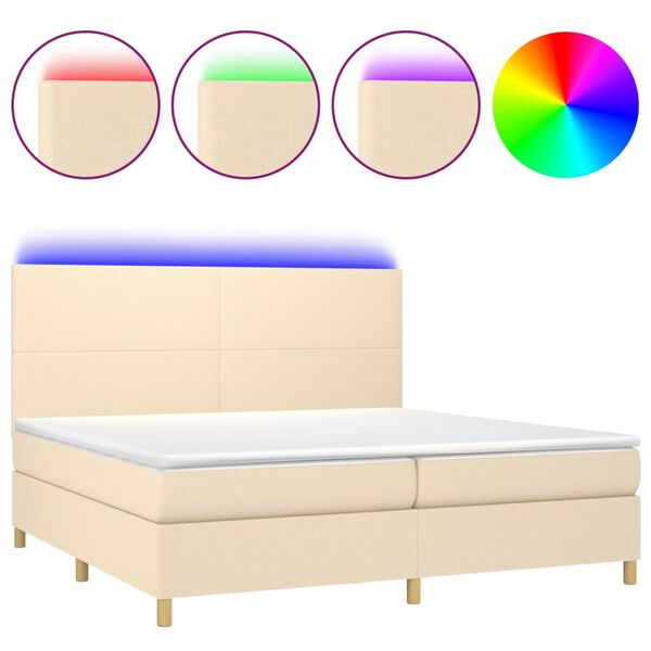 vidaXL Box spring postel s matrac&iacute; a LED kr&eacute;mov&aacute; 200x200 cm textil