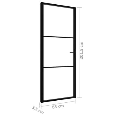 vidaXL Interiérové dveře ESG sklo a hliník 83 x 201,5 cm černé