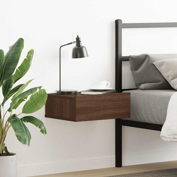 vidaXL Plovouc&iacute; nočn&iacute; stolek hněd&yacute; dub 40x30x15 cm kompozitn&iacute; dřevo