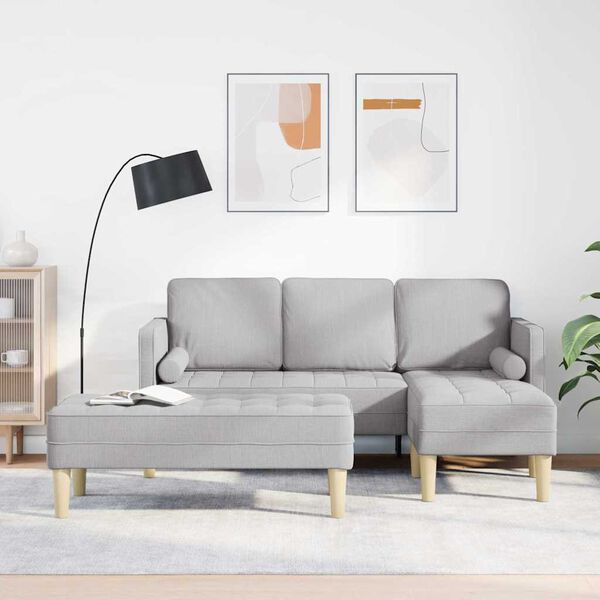 vidaXL Set pohovek s pol&scaron;t&aacute;řem 2 pcs Oblačno &scaron;ed&aacute; Polyester