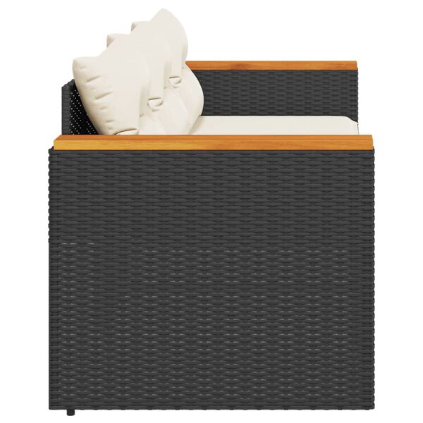vidaXL Zahradní pohovka s poduškami 3místná černá polyratan
