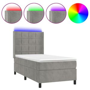 vidaXL Box spring postel s matrac&iacute; a LED světle &scaron;ed&aacute; 80 x 200 cm samet