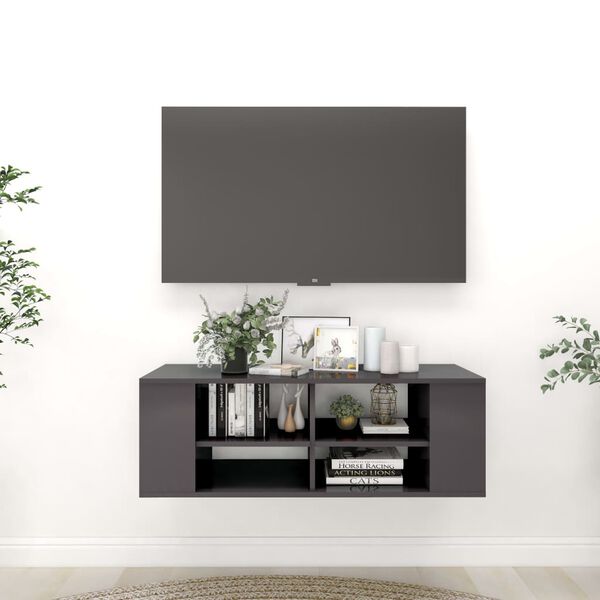 vidaXL N&aacute;stěnn&aacute; TV skř&iacute;ňka &scaron;ed&aacute; vysok&yacute; lesk 102x35x35 cm dřevotř&iacute;ska