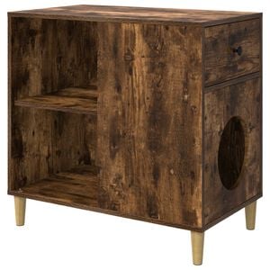 vidaXL Kočič&iacute; dům Kouřov&yacute; dub 72 x 42.5 x 70 cm kompozitn&iacute; dřevo