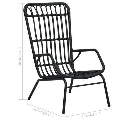vidaXL Zahradní židle polyratan černá