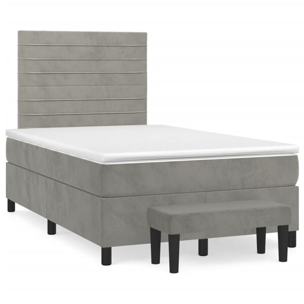 vidaXL Box spring postel s matrac&iacute; světle &scaron;ed&aacute; 120x190 cm samet