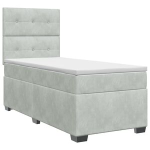 vidaXL Postel boxspring s matrac&iacute; s čelo Světle &scaron;ed&aacute; 80 x 200 cm Samet