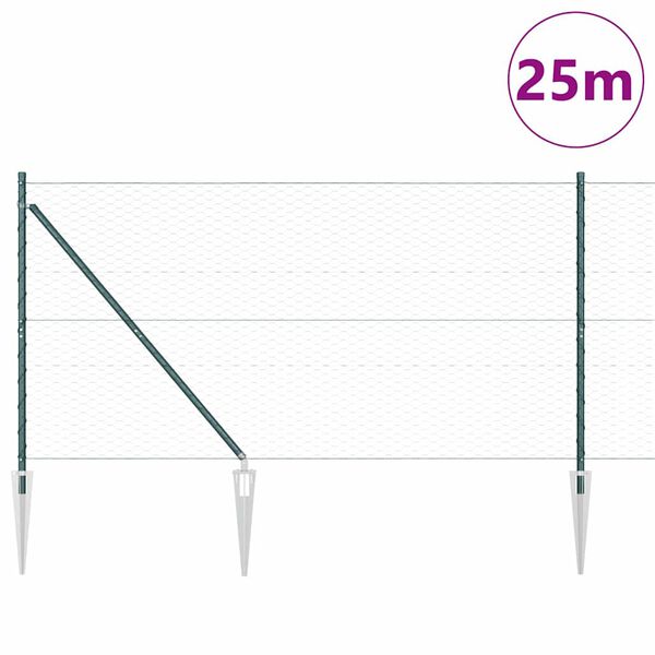 vidaXL Plotov&yacute; sloupek. Zelen&aacute; 25 x 1,2 m (s&iacute;ť 36 mm) Ocel