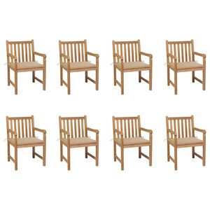 vidaXL Zahradn&iacute; židle 8 ks b&eacute;žov&eacute; podu&scaron;ky masivn&iacute; teak