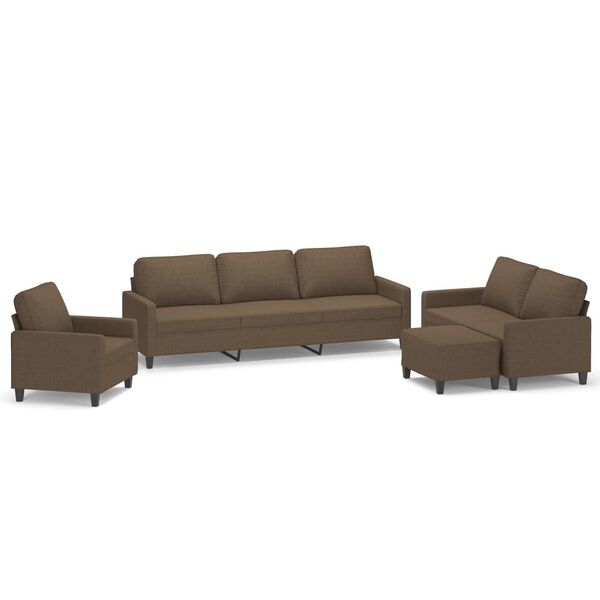 vidaXL 4d&iacute;ln&aacute; sedac&iacute; souprava s podu&scaron;kami hněd&aacute; textil