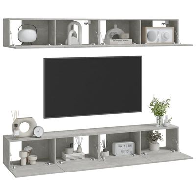 vidaXL Nástěnné TV skříňky 4 ks betonově šedé 100 x 30 x 30 cm