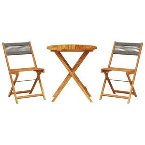 vidaXL 3d&iacute;ln&yacute; bistro set &scaron;ed&yacute; polypropylen a masivn&iacute; dřevo