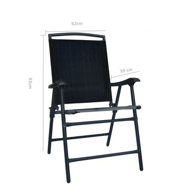 vidaXL Skládací zahradní židle 2 ks textilen černé