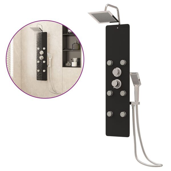 vidaXL Sprchový panel skleněný 25 x 47,5 x 130 cm černý