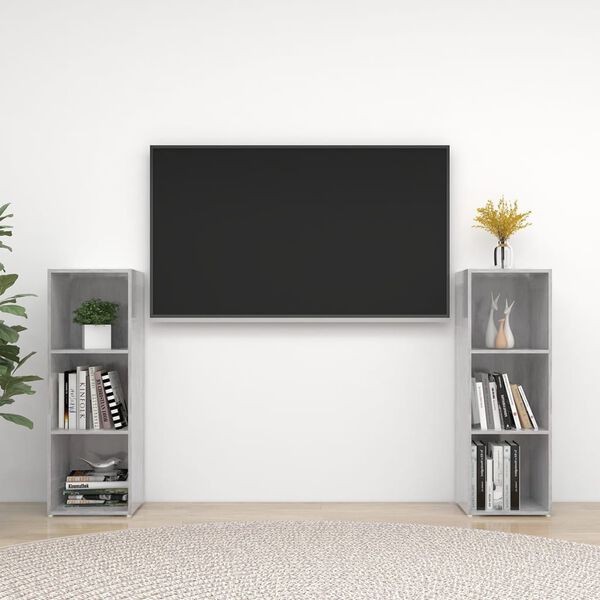 vidaXL TV skř&iacute;ňky 2 ks betonově &scaron;ed&eacute; 107 x 35 x 37 cm dřevotř&iacute;ska