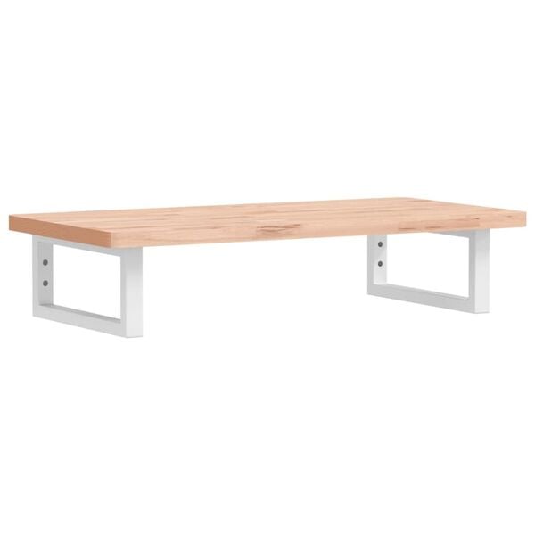 vidaXL Deska pod umyvadlo n&aacute;stěnn&aacute; ocel a masivn&iacute; bukov&eacute; dřevo