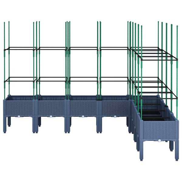 vidaXL Zahradn&iacute; truhl&iacute;k s trel&aacute;ž&iacute; modr&aacute; &scaron;ed&aacute; 200 x 160 x 142,5 cm PP