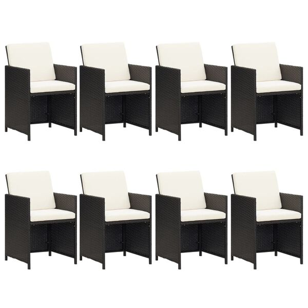 vidaXL 9d&iacute;ln&yacute; zahradn&iacute; j&iacute;deln&iacute; set s podu&scaron;kami polyratan čern&yacute;