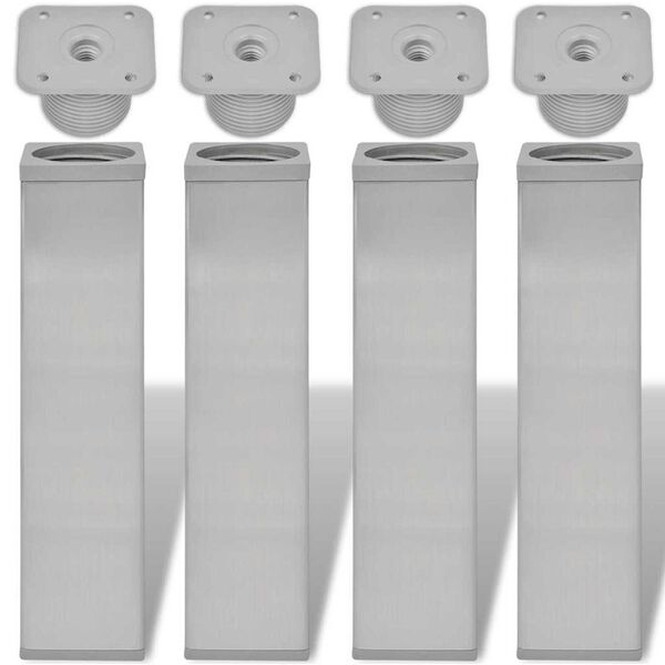 vidaXL Nohy pohovky 4 pcs Stř&iacute;brn&aacute; 38 x 38 x 180 mm Železo
