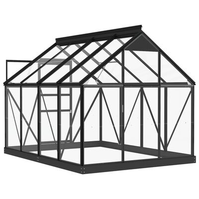 vidaXL Skleněný skleník antracitový 155 x 200,5 x 191 cm hliník