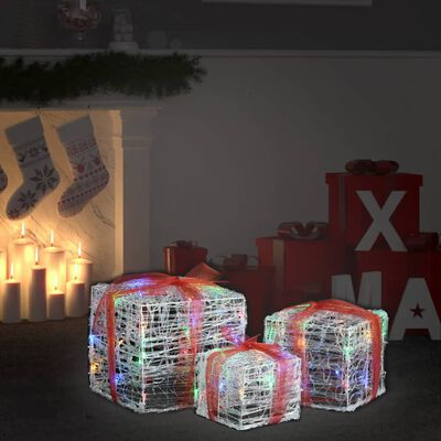 vidaXL Dekorativní akrylové vánoční dárky 3 ks barevné
