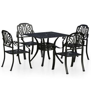 vidaXL 5d&iacute;ln&yacute; bistro set lit&yacute; hlin&iacute;k čern&yacute;