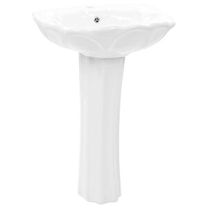 vidaXL Volně stoj&iacute;c&iacute; umyvadlo podstavec keramick&eacute; b&iacute;l&eacute; 580x510x200 mm
